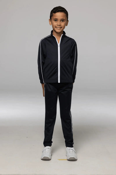 Black Liverpool kids jackets tracksuit with white zipper and side stripes