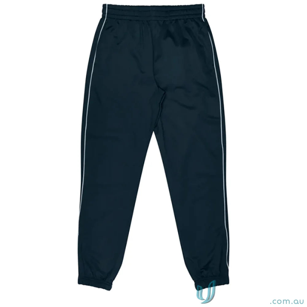 Liverpool Kids Track Pants in dark blue with white stripes, perfect for school uniforms