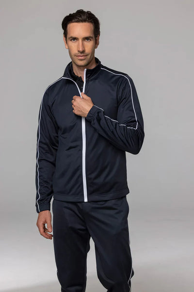 Navy blue Liverpool mens jackets tracksuit with white piping on zipper sleeves
