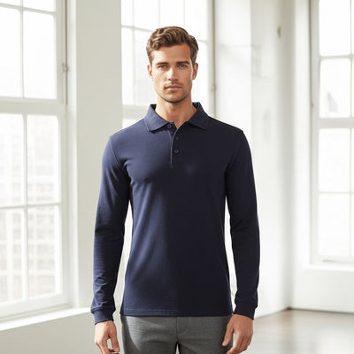 Jbs long sleeve 210 polo in navy blue with UPF protection