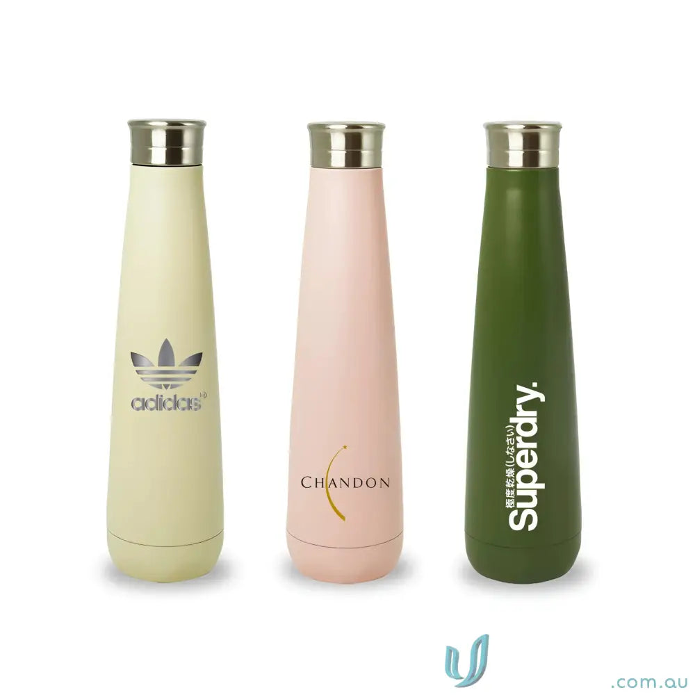 Three branded stainless steel water bottles, Lotus 500ml double-walled stainless steel vacuum insulated water bottle