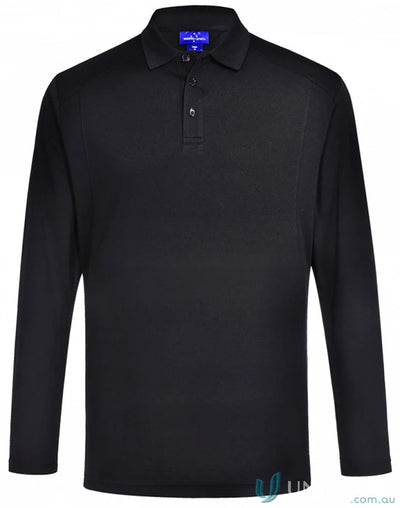 Winning Spirit PS89 Bamboo LS Polo in Black