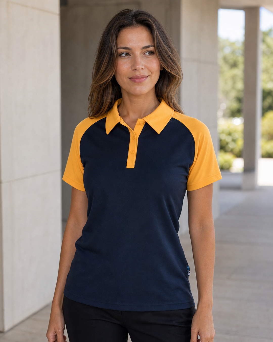 Manly Lady Polos worn by a professional Australian model
