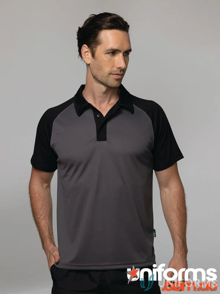 Manly Mens Polos short-sleeved men’s polo shirt with black collar and raglan sleeves
