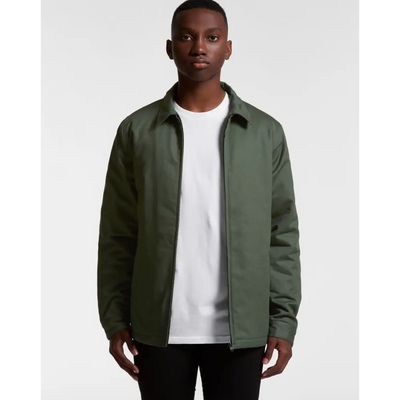 Olive green mark padded jacket with front zipper and collar ideal for durable workwear and uniforms use