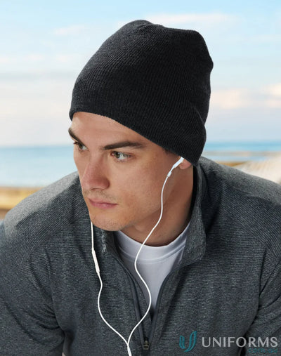 Black knit beanie from ch22 marl slouch collection, perfect blend for a winning spirit marl style