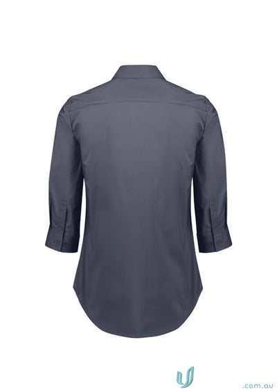 Gray Mason Ladies 3Q Shirt with longer length for added coverage, perfect for uniforms