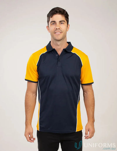 Man in a McPherson Polo shirt with cooldry moisture management and recycled fibres