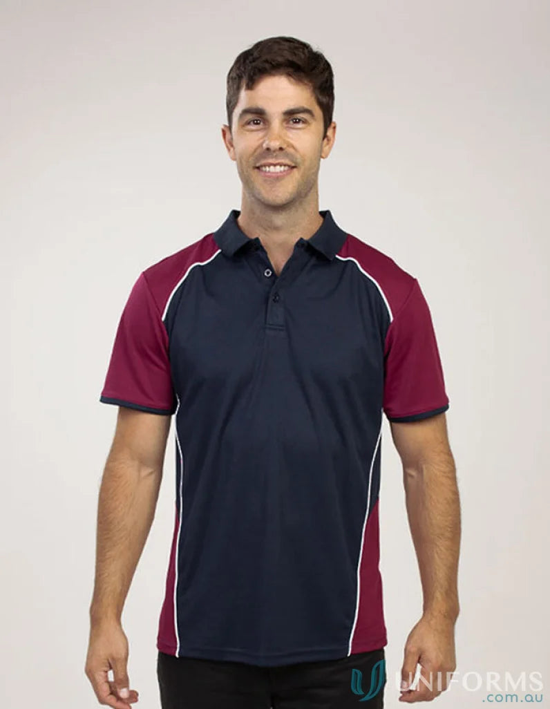 Two-tone McPherson Polo shirt with cooldry moisture management and recycled fibres