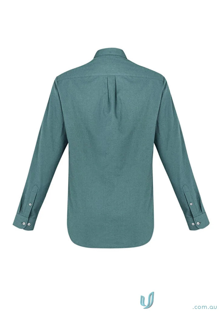 Memphis LS Shirt in teal with modern button-down collar and pre-shrunk oxford weave