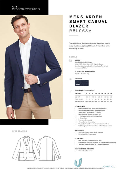 Men’s Arden Blazer RBL068M in navy, perfect for real estate industries style