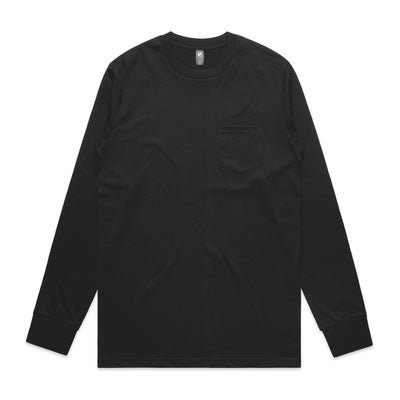 Black long-sleeved t-shirt with a crew neck and ribbed cuffs, made of cotton.