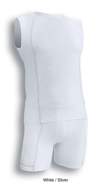 Bocini CK931 Mens Compression Cropped Shorts in White/Silver
