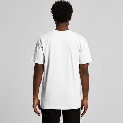 White t-shirt with black graphic design on back, nike brand.