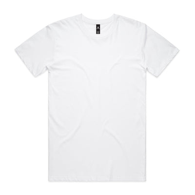 White v-neck t-shirt with short sleeves and a small logo on the left chest.