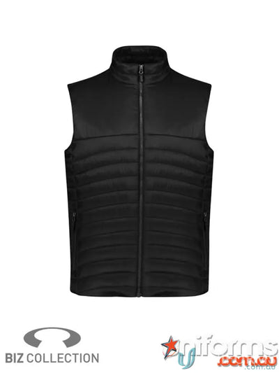 Mens Expedition Vest j213m with black quilted puffer design and premium hi-loft polyfil