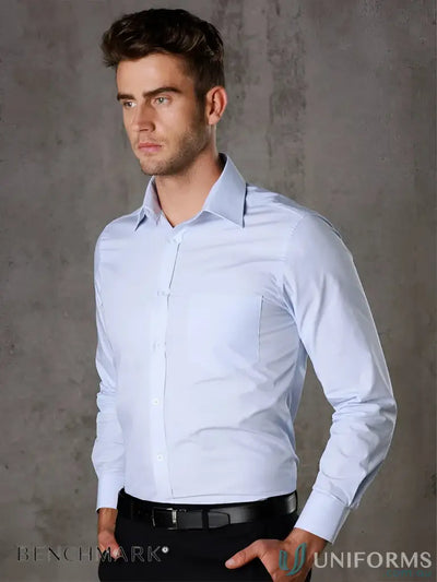 Mens light blue stripe long sleeve dress shirt from M7212 Mens Fine Stripe Long collection