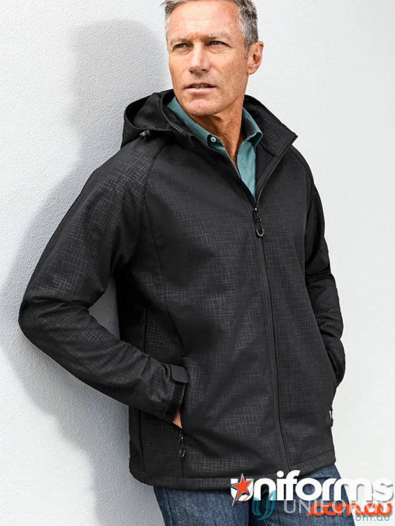 Black Men’s Geo Jacket with textured pattern and zipped pockets from Biz Collection Men’s J135M