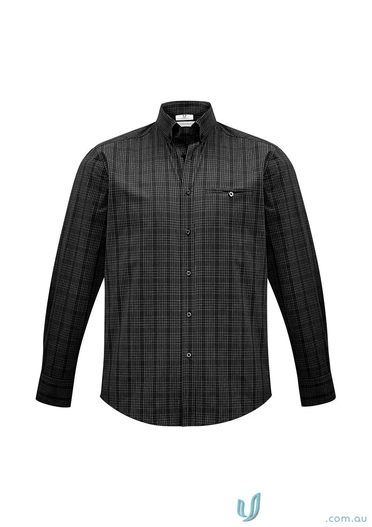 Black and gray plaid Harper LS Shirt from Biz Collection Mens long sleeve shirt line
