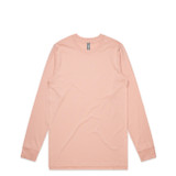 Pastel pink long-sleeved sweatshirt with ribbed cuffs and hem, likely made of cotton or polyester blend.