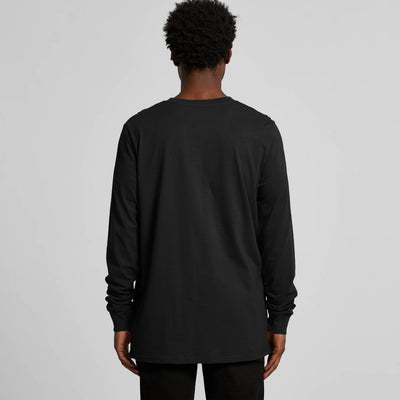 Black long-sleeve t-shirt with a crew neck and ribbed cuffs, made of cotton.