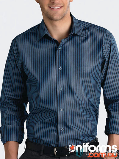 Blue striped Keval Mens LS Bold Stripe Shirt for mens long sleeve style