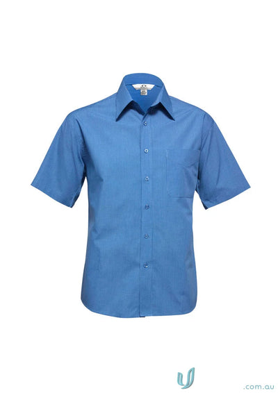 Blue micro check short sleeve shirt for men Mens Micro Check SS Shirt