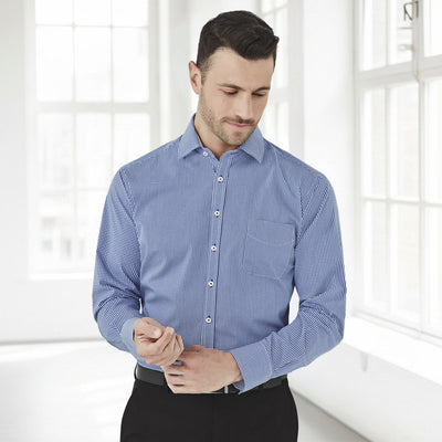 Mens Newport LS shirt in yarn-dyed gingham check cotton-rich fabric