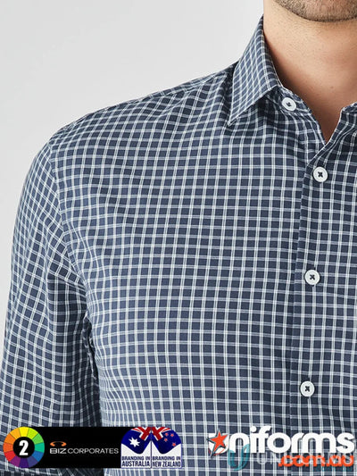Mens Noah LS Shirt with blue and white checkered dress shirt for all-day comfort rs070ml