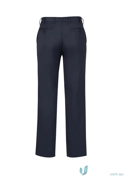 Navy blue dress pants with comfortable stretch fit for uniforms or stylish look