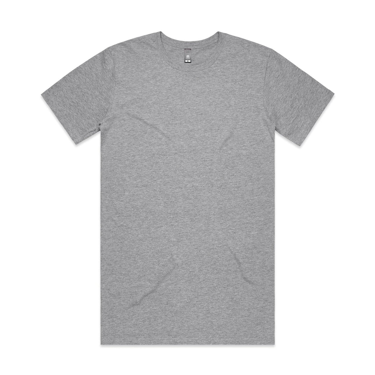 Heather gray crew neck t-shirt with short sleeves and a relaxed fit.