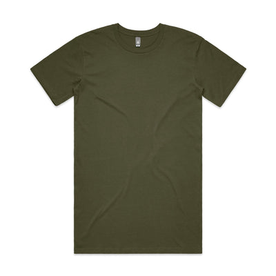 Olive green crew neck t-shirt with short sleeves and a simple design.