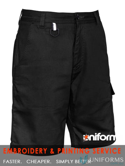 Mens Rugged ZSYMIK Black Cargo Shorts with Cooling Vented Design, ZS505 Vented Style
