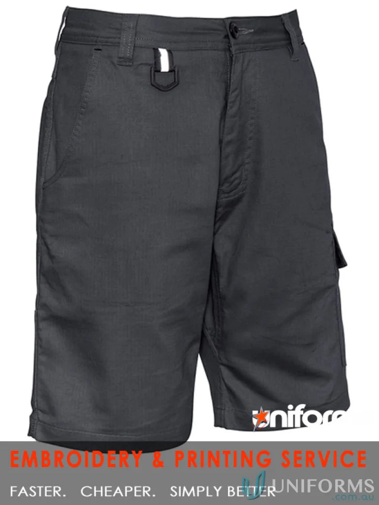 Gray syzmik mens rugged cooling vented shorts for tough outdoor wear