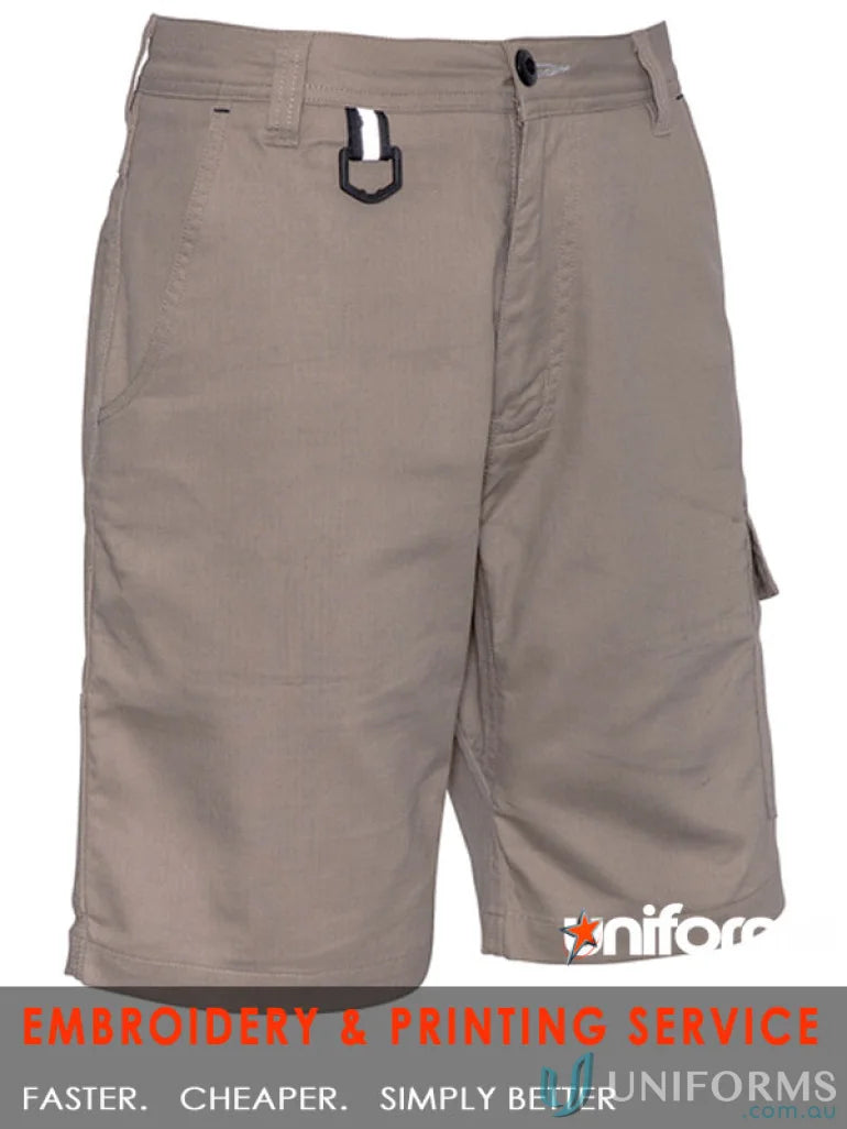 SyZmIk Mens Rugged Cooling Vented Shorts in Khaki Cargo, Zs505 Vented Design