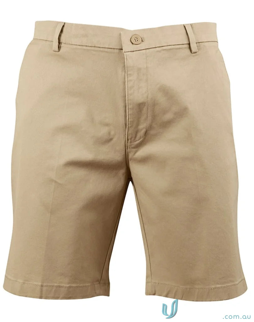 Mens stretch slimfit khaki chino shorts from Boston Chino m9381 men’s stretch line