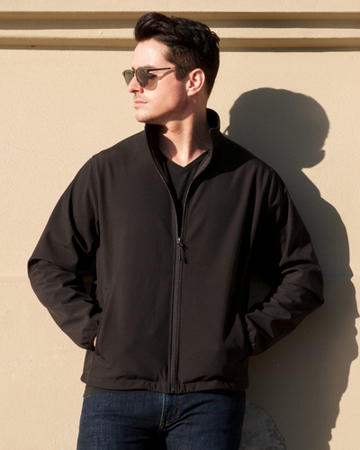 Black alta jacket with sleek modern design and subtle texture ideal for work uniforms and durable workwear uniforms