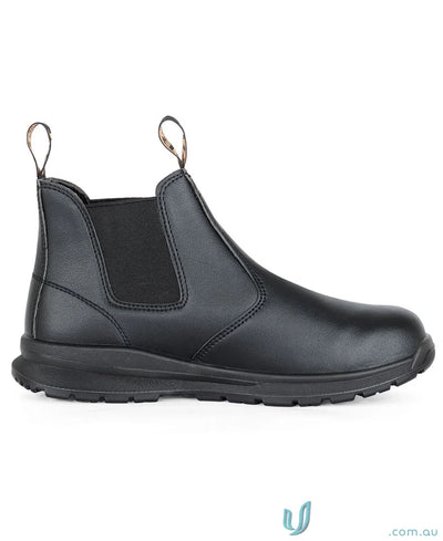 Black Chelsea boot with resistant sole, perfect for uniforms and tough wear