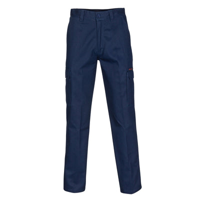 Navy blue middle weight cotton double slant cargo pants back view