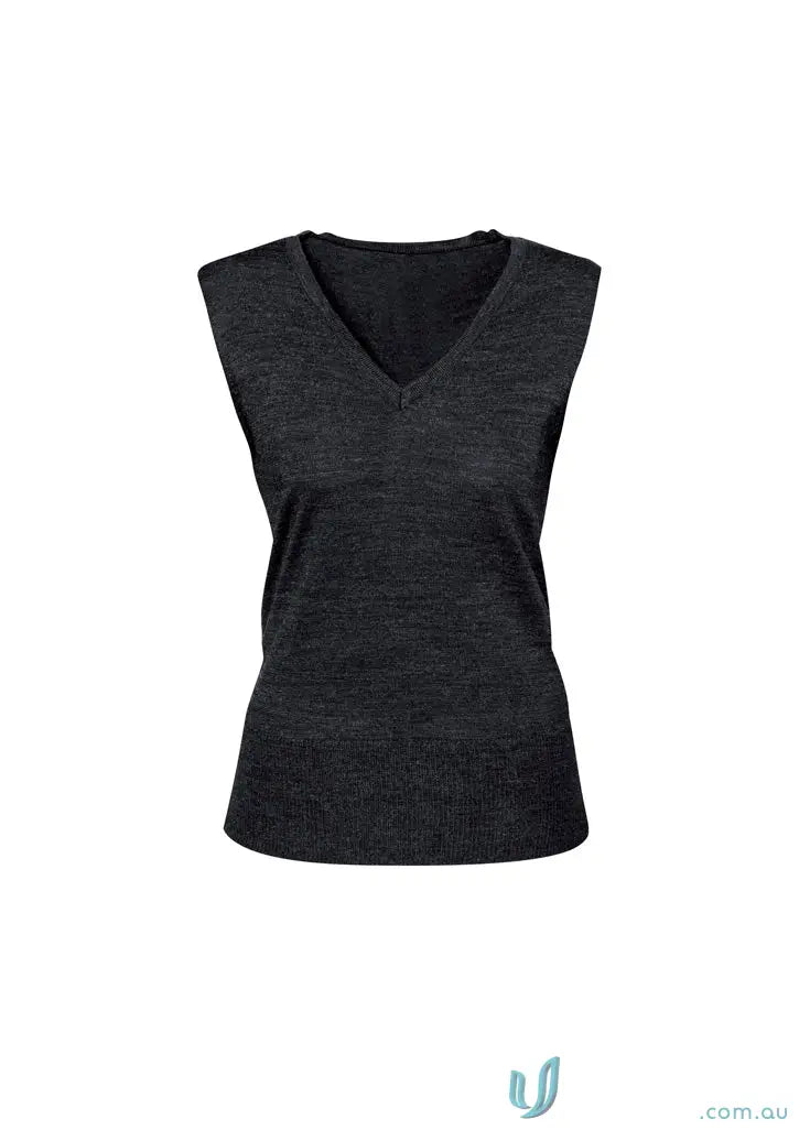 Milano Women’s Vest LV619L deals timeless style sleeveless dark gray V-neck top