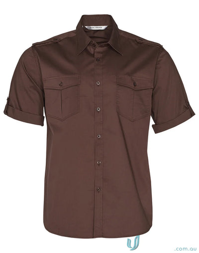 Brown short-sleeved military shirt for men, M7911 Benchmark SS Military selection