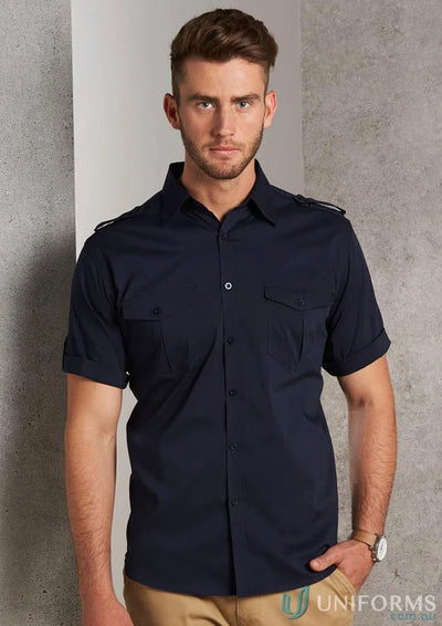 Navy blue military shirt M7911 mens short-sleeved Benchmark SS Military Shirt