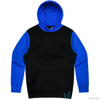 Black and blue Monash Hoodie with chest measurements, perfect for uniforms