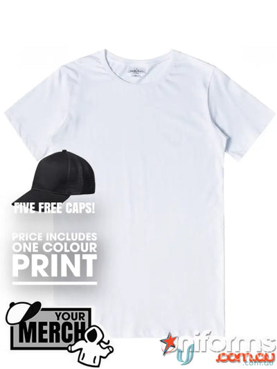 White v-neck T-shirt from MOQ1000 Printed ADULT Tee, perfect for work uniforms and uniforms