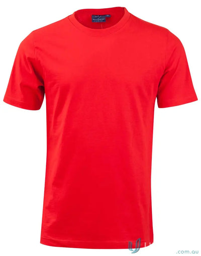 Red short-sleeved T-shirt made from combed cotton, ideal for uniforms or workwear