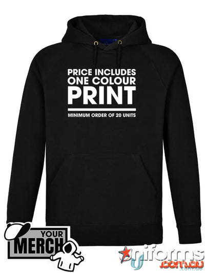 Black fleecy hoodie from MOQ250 Printed ADULT Hoodie, perfect for uniforms or workwear