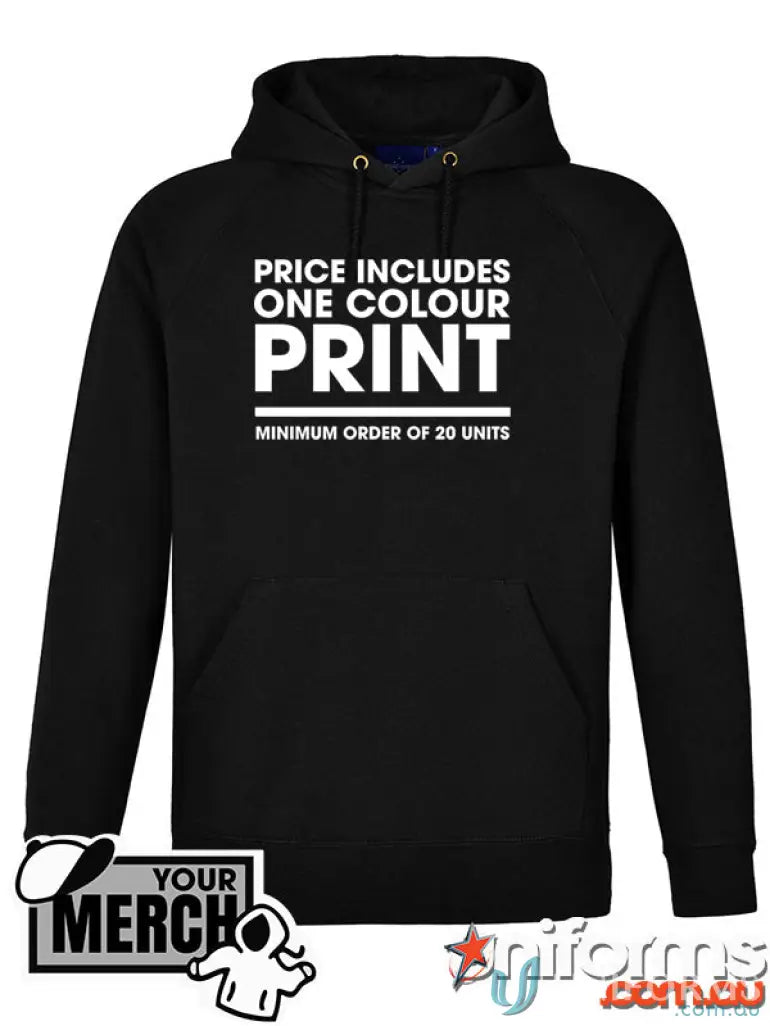 Black fleecy hoodie from MOQ250 Printed ADULT Hoodie, perfect for uniforms or workwear