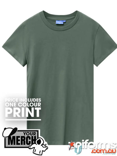 Olive green crew neck t-shirt perfect for work uniforms or casual uniforms from MOQ250