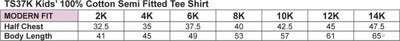 Kids tee shirt size chart on MOQ50 Printed YOUTH Tee made with soft combed cotton