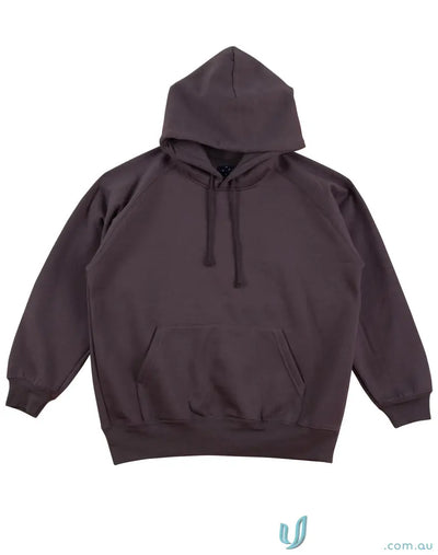 Dark brown fleecy hoodie for uniforms and workwear in the MOQ500 Printed ADULT Hoodie lineup